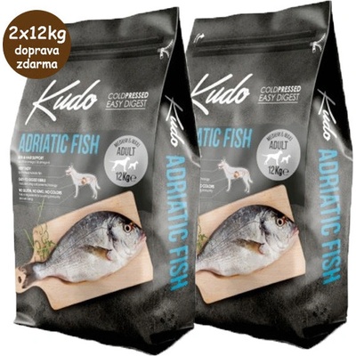Kudo Dog Low Grain Adult Medium & Maxi Adriatic Fish 2 x 12 kg