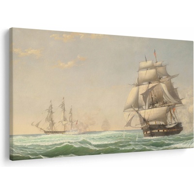 Obraz - Fitz Henry Lane, The United States Frigate President Engaging the British Squadron, reprodukce, jednodílný 120x80 cm