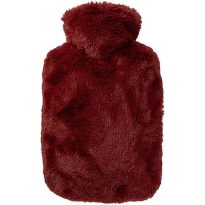 HUGO-FROSCH Termofor Classic s obalem z umělé kožešiny, extra dlouhý vlas – bordo