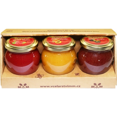 Včelařství M+M medové krémy malina meruňka ostružina 3 x 250 g