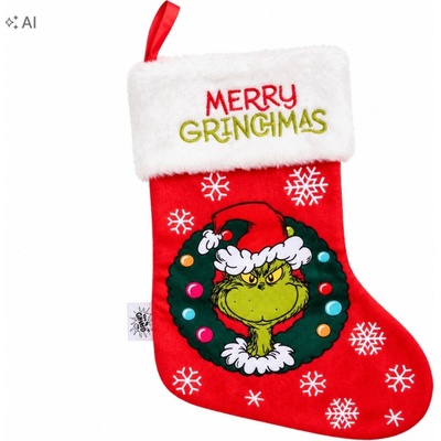 žiadna značka Vianočná vianočná pančucha Grinch na darčeky, ozdobná, Merry Grinchmas