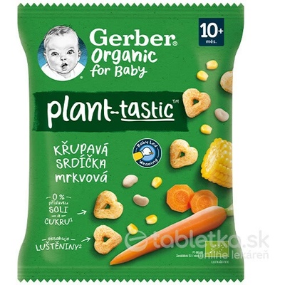 Gerber Organic chrumkavé srdiečka s mrkvou 10m+ 28 g