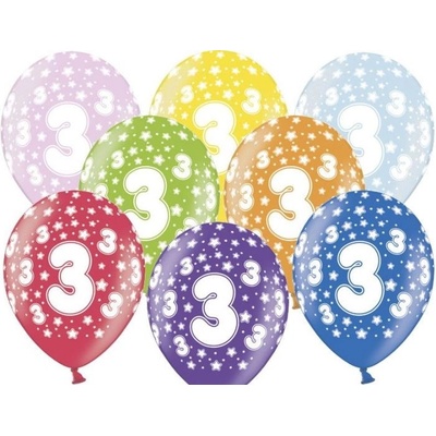 PARTYDECO Silné Balónky 30 cm metalické mix narozeniny Birthday No.3