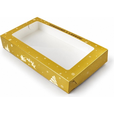 Cake star vánoční krabice zlato-bílá s laminací M 35x20x6cm – Hledejceny.cz
