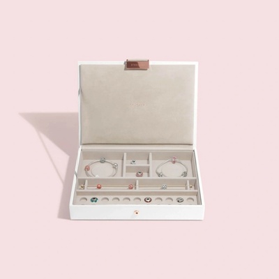 Stackers šperkovnice Limited Edition White & Rose Gold Charm Jewellery Box Lid bílá