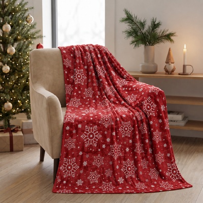BBK vánoční deka z mikrovlákna Shimmer červená 130x170