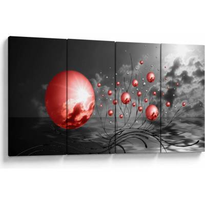 Obraz červených koulí, Čtyřdílný 160x80 cm