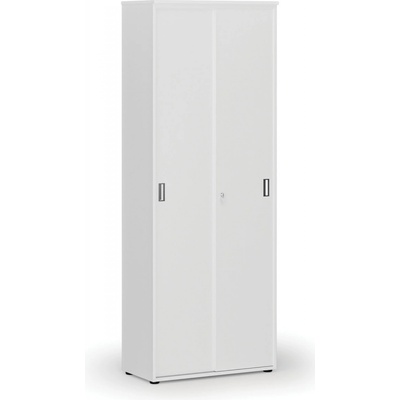Primo Kancelářská skříň se zasouvacími dveřmi WHITE, 2128 x 800 x 420 mm, bílá