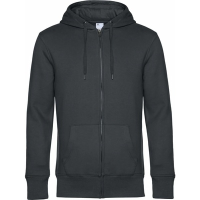 B&C KING ZIPPED HOOD mikina na zip s kapucí antracit