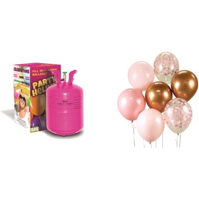 KINGOFBAL Helium na 20 bal pr.23cm. a sada latex. balónků chrom. růžová , 30 cm