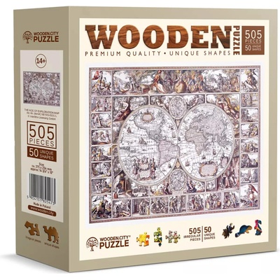 WOODEN CITY Dřevěné Mapa doby objevů 2v1 EKO 505 dílků