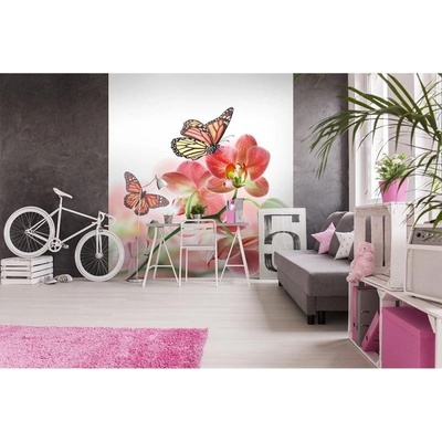 Dimex MS-3-0146 vliesová fototapeta na zeď Motýli a orchideje rozměry 225 x 250 cm