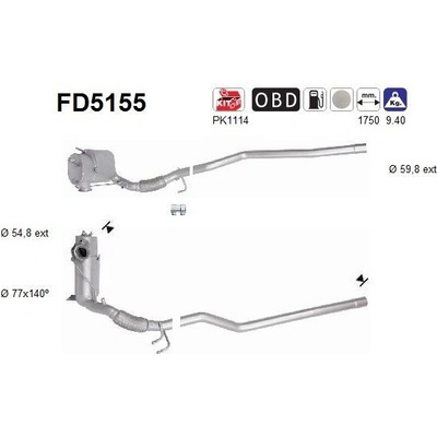 Filter sadzí pevných častíc výfukového systému AS FD5155