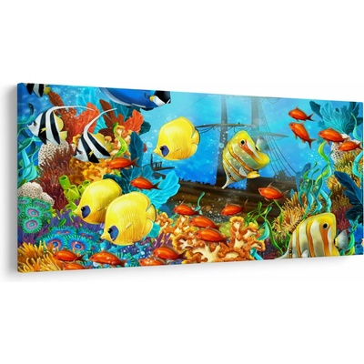 Obraz - Farebný koralový útes, jednodielne 250x125 cm