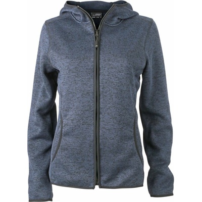 Daiber JN 588 dámská pletená fleecová bunda s kapucí denim melange/black