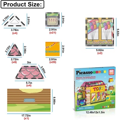 Picasso Tiles Magnetická Stavebnice Dobrodruství v Hračkářství 60ks