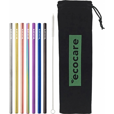 ECOCARE Kovová brčka rovné mix 7 ks