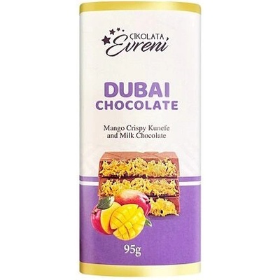 Evreni Dubajská mléčná čokoláda s mangovou náplní s těstovými nudlemi kadayif 95 g