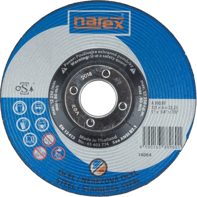 NAREX Brusný kotouč na ocel vypouklý 125x6x22,2 A30 BF (65403774)
