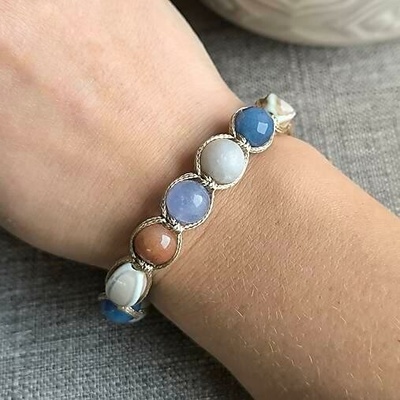 Marole Blue Tide Náramok z minerálov (Akvamarín, Achát, Jadeit) 51174117736776