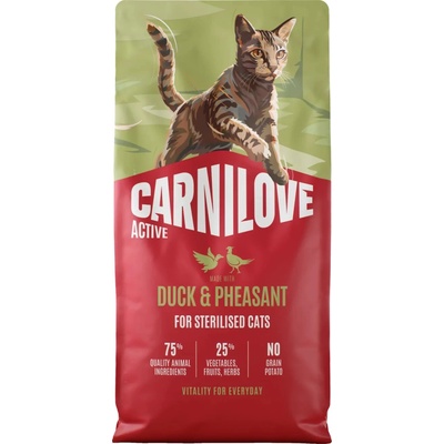 Granule CARNILOVE Active pro sterilizované kočky kachna a bažant 6 kg