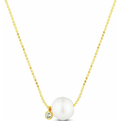 JwL Luxury Pearls Jemný náhrdelník s bielou perlou a trblietavým zirkónom JL0860