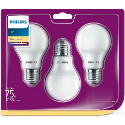 Philips LED žárovka E27 10W 2700K 230V A60 SET3ks P775544