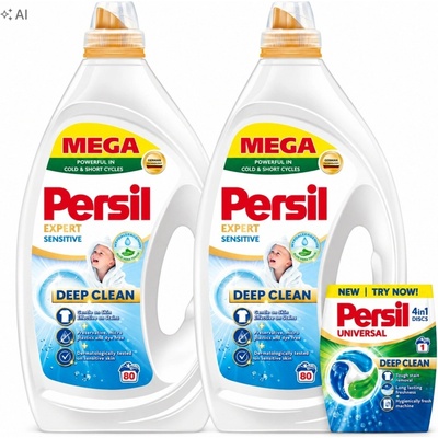 Persil Sensitive Expert Deep Clean gel na bílé prádlo 2 x 3,6 l 80 PD