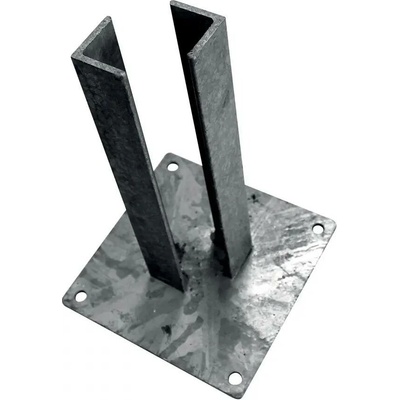 Patka Zn k montáži čtyřhranného sloupku na betonový základ 50x50 mm