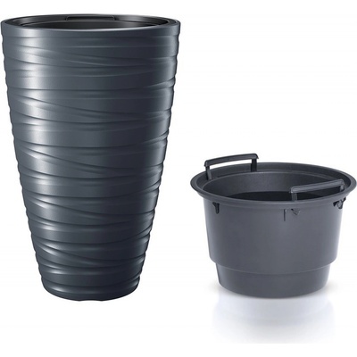 Prosperplast Květináč vysoký s vkladem MAZE antracit 37,5 cm