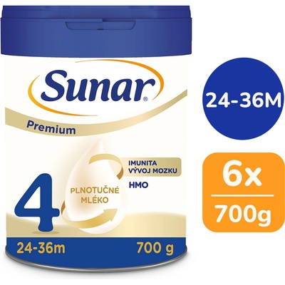 Sunar Premium 4 HMO batolecí mléko 6 x 700 g