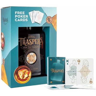 Traspers 15y Panama rum v dárkové kazetě s pokerovými kartami 44% 0,7 l (holá láhev)