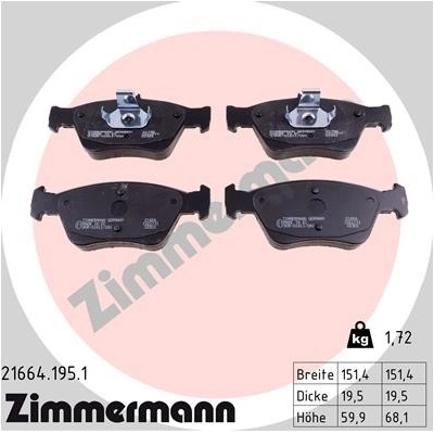ZIMMERMANN Sada brzdových platničiek kotúčovej brzdy 216641951
