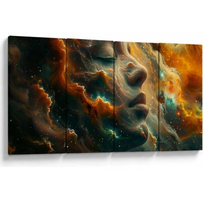 Obraz - Tvář ve vesmíru, Čtyřdílný 160x80 cm