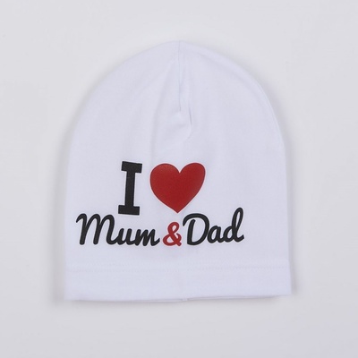 New Baby Detská čiapka I Love Mum and Dad biela