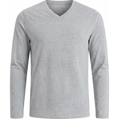 Ombre Basic s dlouhým rukávem a výstřihem do V šedá