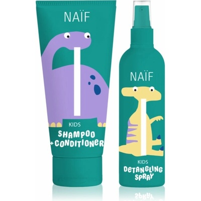 Naif Kids Naif Kids Shampoo + Conditioner šampón a kondicionér 250.00 ml + Naif Kids Detangling Spray sprej na vlasy pre jednoduché rozčesávanie vlasov 200.00 ml