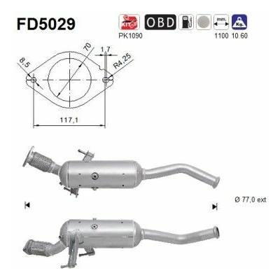 Filter sadzí pevných častíc výfukového systému AS FD5029