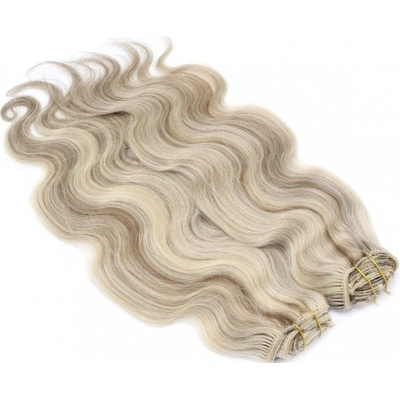 Deluxe vlnitá clip in sada 51cm - platina/světle hnědá