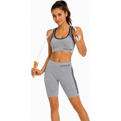 AXIRYA Bezešvé sportovní krátké legíny shorts melange+černá