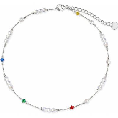 ORNAMENTI Náramek na kotník Colourful beads silver SA150029