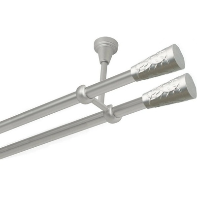 OK-GarnýžeCZ Garnýž kovová dvouřadá 16mm Sevilla double satina 130 cm do stropu / na tunýlek - bez kroužků