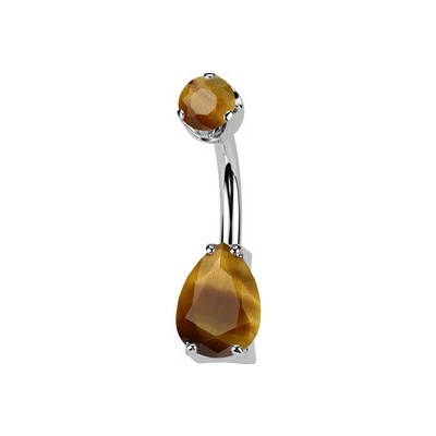 Šperky4U piercing do pupíku titan Tygří oko TIT1554