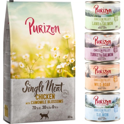 Purizon Single Meat kuracie s kvetmi harmančeka 2 x 6,5 kg