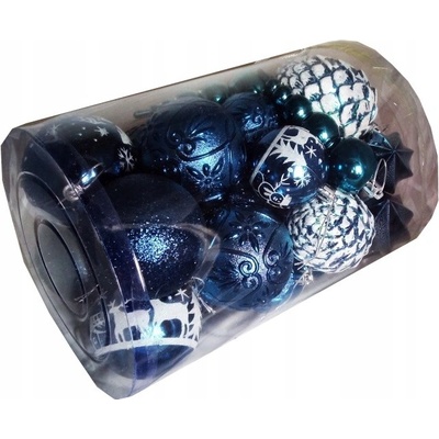 Top Gift Ozdobené Vianočné Ozdoby, mix TMAVOMODRÉ, tuba 28ks