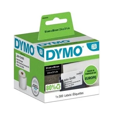 DYMO Etikety, do LW tlačiarní, bez lepidla, 51x89 mm, 300 ks etikiet, DYMO