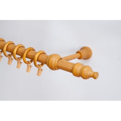 Garnyze-levne Dřevěná záclonová tyč jednořadá Zlatý dub Favorite 28 mm 120 cm
