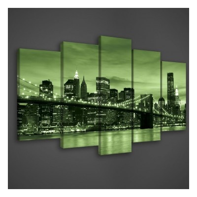 Obraz na plátne viacdielny - OB3402 - Most v New Yorku zelený 100cm x 60cm - S17
