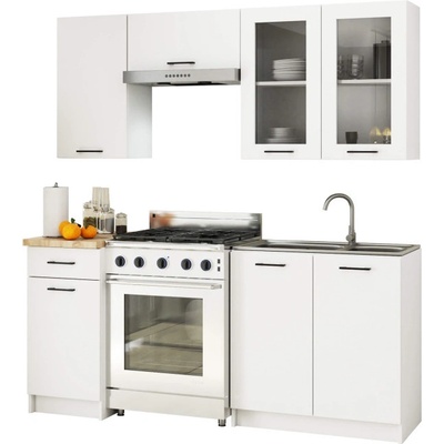 DobreSny Kuchňská linka Olivia H720 1,8 m s vitrínou bílá