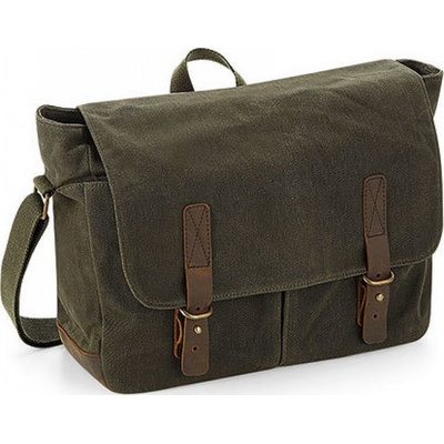 Quadra Voskovaná plátěná canvas brašna messenger 7l zelená olivová